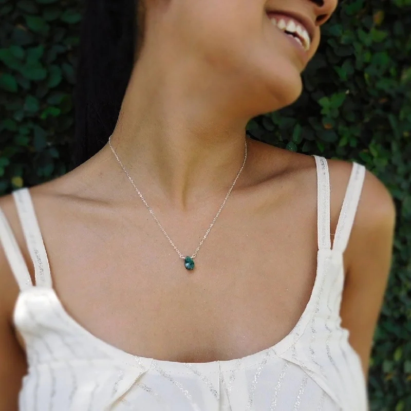 Ladies necklaces minimalist trend picks-Raw Emerald Necklace