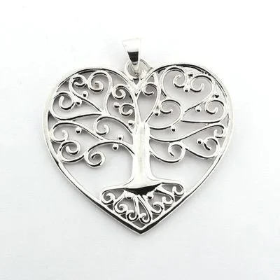 Ladies earrings heavy statement pieces-Southern Gates "Tree of Life" Heart Pendant and Earrings in Sterling Silver