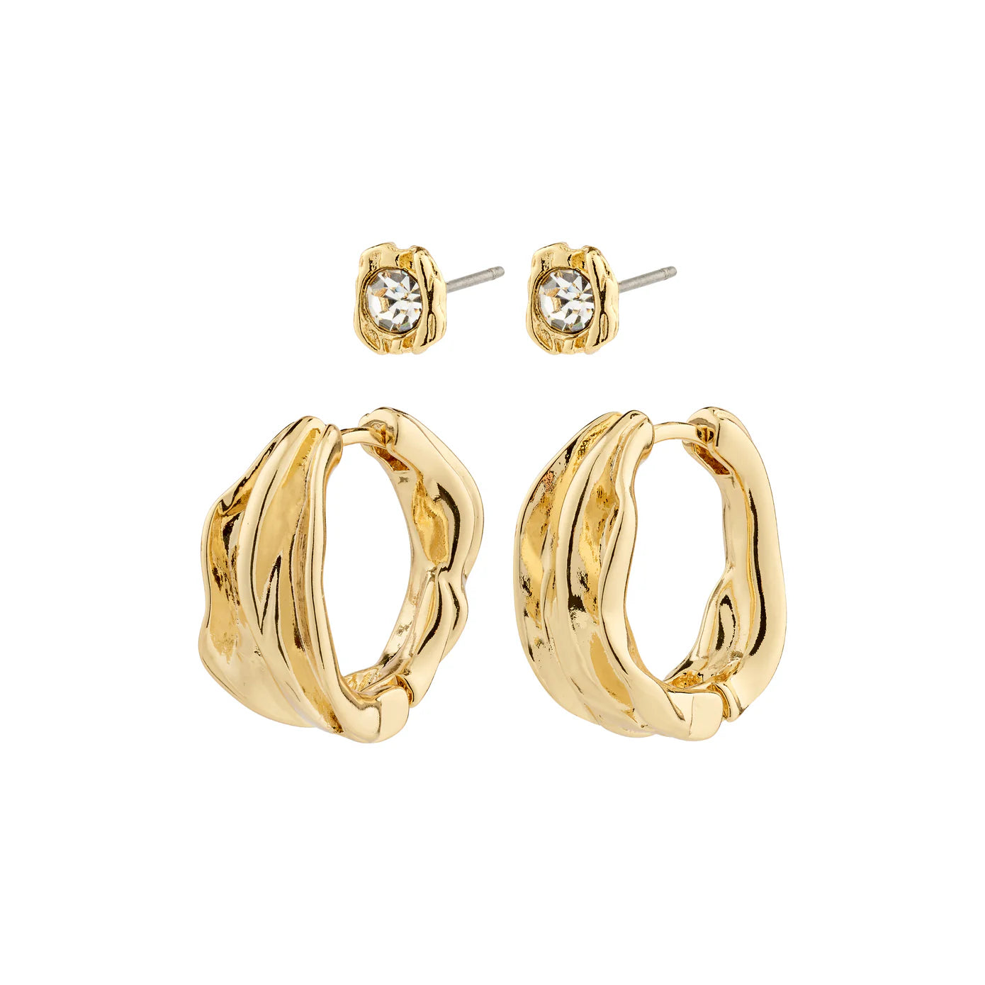 Ladies earrings cute playful accents-Feel Gold Plated Earring Set