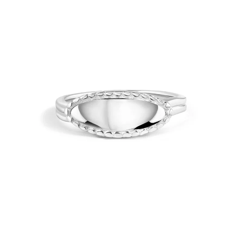 Ladies rings e-commerce store finds-925 Sterling Silver High Polished Oval Pave Bar Ring - SOR00037