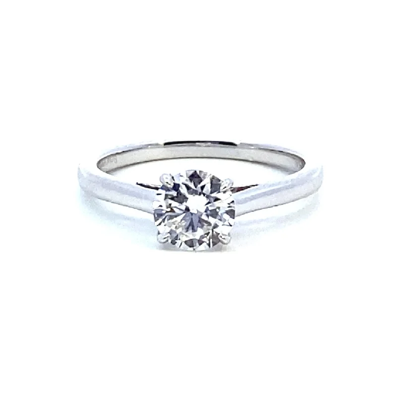 Ladies engagement rings white gold-14K White Gold 0.96ctw Round Lab Diamond Solitaire Engagement Ring