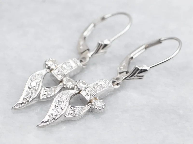 Ladies earrings simple shape earrings-Lovely Diamond Retro Era Drop Earrings