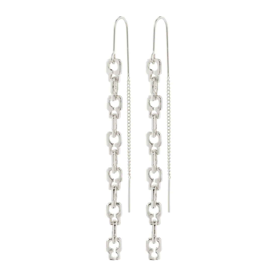 Ladies earrings durable craft designs-Live Silver Plated Chain Pull Through Earrings