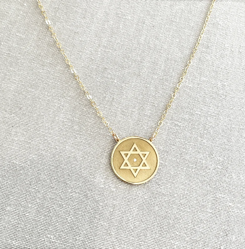 Ladies necklaces contemporary bold styles-Dalit Star of David Diamond Necklace