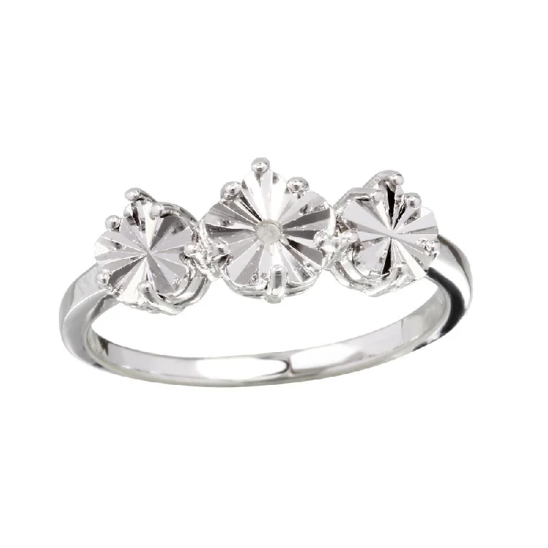 Ladies rings pride-inspired rings-Rhodium Plated 925 Sterling SilverDiamond Cut Past Present Future Ring - STR01085