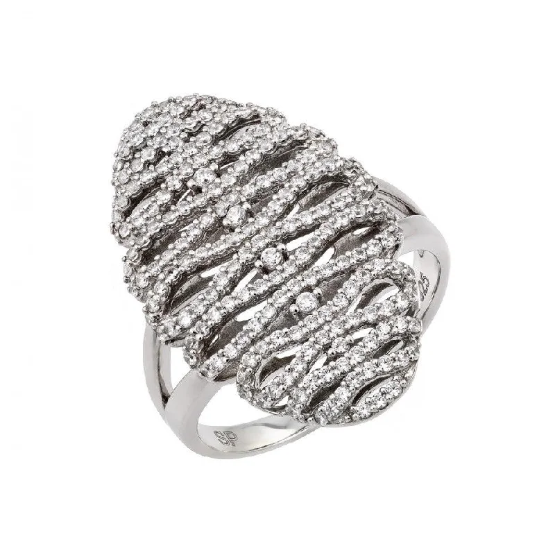 Ladies rings exclusive limited editions-Silver 925 Rhodium Plated Micro Pave CZ Ring - GMR00024