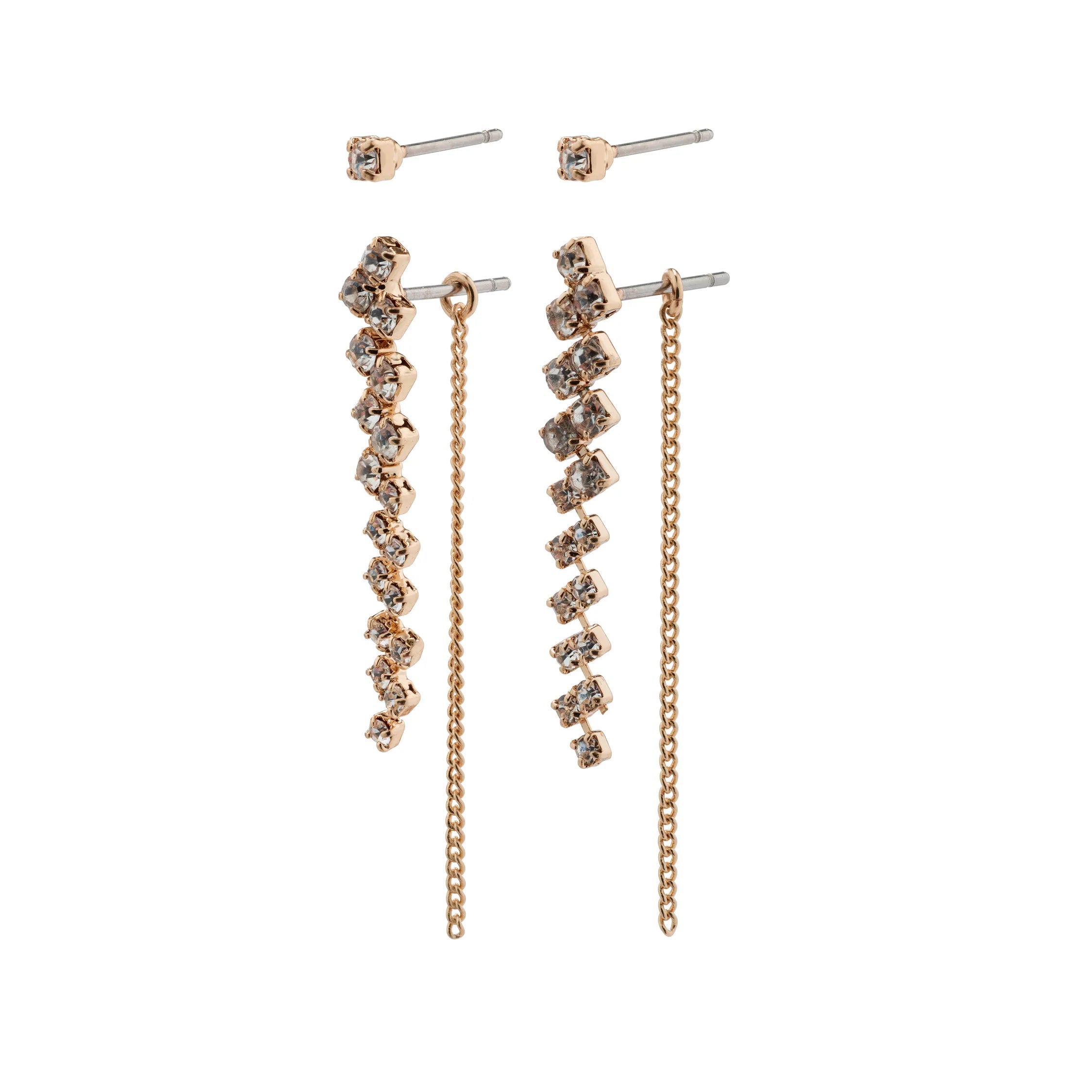 Ladies earrings bold color earrings-Jolene Rose Gold Plated Crystal Earring Set