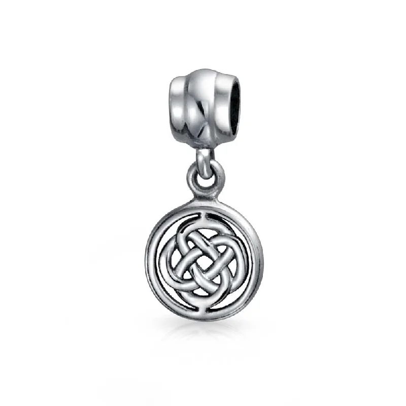 Ladies bracelets cascading stone bracelets-Celtic Infinity Love Knot Dangle Charm Bead in Oxidized Sterling Silver for Bracelet