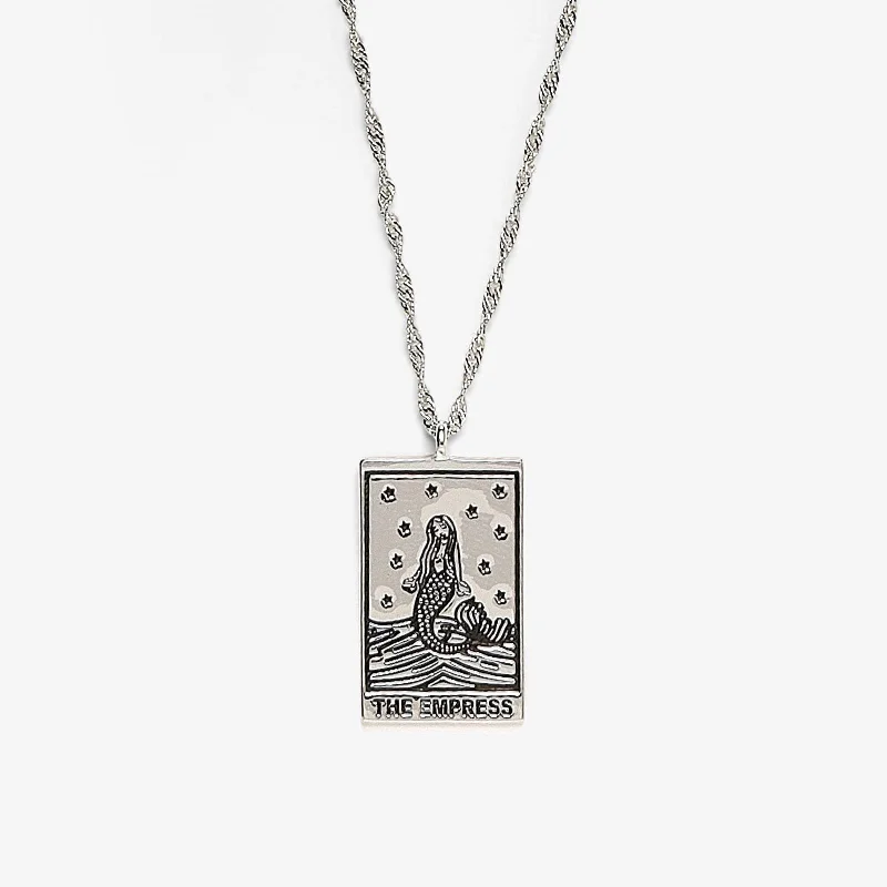 Ladies necklaces perfect gift choices-Silver Tarot Card Pendant Necklace