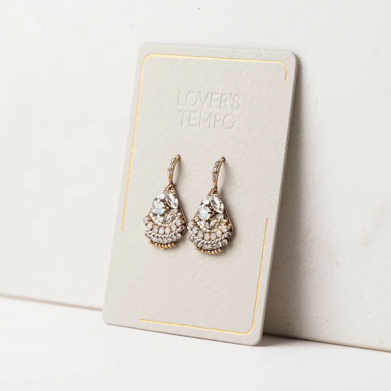 Ladies earrings soft curve earrings-White Garland Drop Earrings