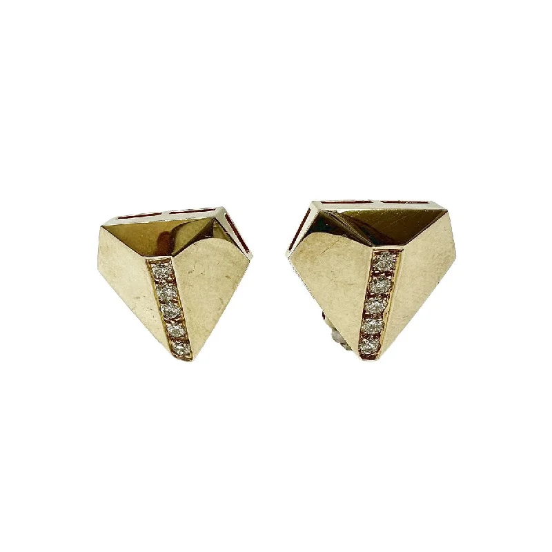 Ladies earrings ethnic pattern designs-14K Gold Earrings with 10 Diamonds