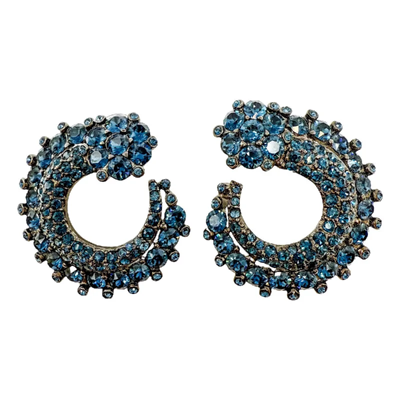 Ladies earrings satin finish styles-Oscar de la Renta Earrings Blue Stone Earrings