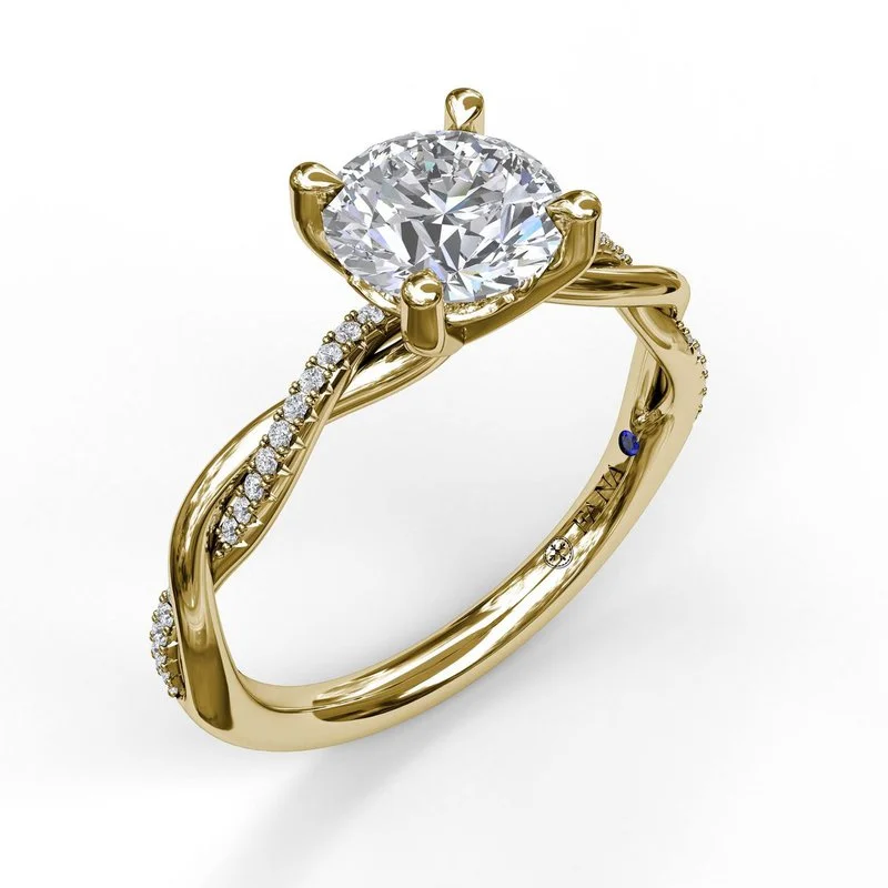 Ladies engagement rings proposal tips-Gold And Diamond Twist Engagement Ring