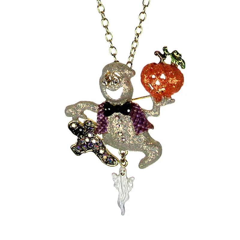 Ladies necklaces stainless steel options-Kirks Folly Boo Boo Ghost Pin/Pendant & Matching Necklace