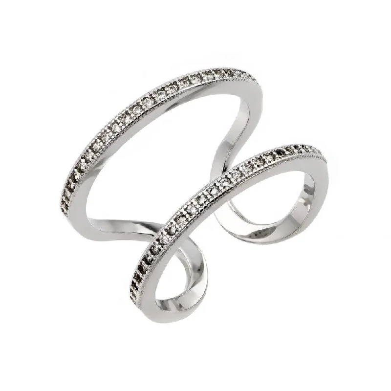 Ladies rings girlfriend surprise picks-Silver 925 Rhodium Plated Entangling Ring - STR01022