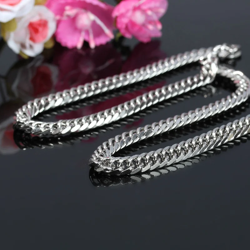 Ladies necklaces Italian crafted styles-Stainless Steel Men Boys Jewelry Chain Necklace Curb Chains With Lobster Claw Clasp 4260-B80639