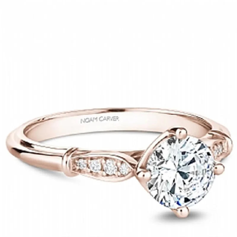 Ladies engagement rings salt-and-pepper styles-14K Rose Gold 0.06ctw Diamond Engagement Ring Mounting by Crown Ring