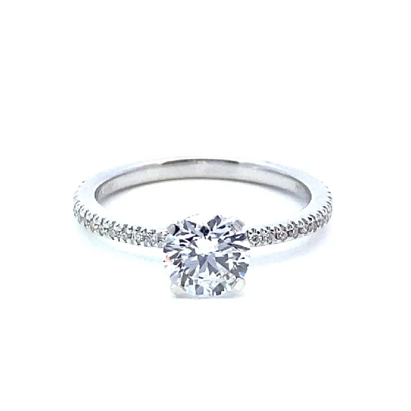 Ladies engagement rings round cut-14K White Gold 1.15ctw Round Lab Diamond Classic Engagement Ring