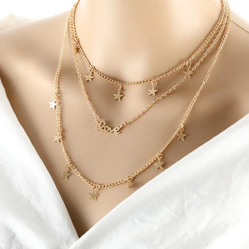 Ladies necklaces physical store locations-SEXY SPARKLES Multilayer Layered Layer Long Necklaces Chain for Womens Jewelry