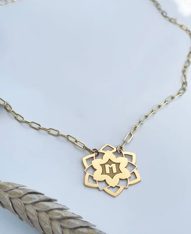 Ladies necklaces elegant gold designs-Avery Mandala Medallion Necklace