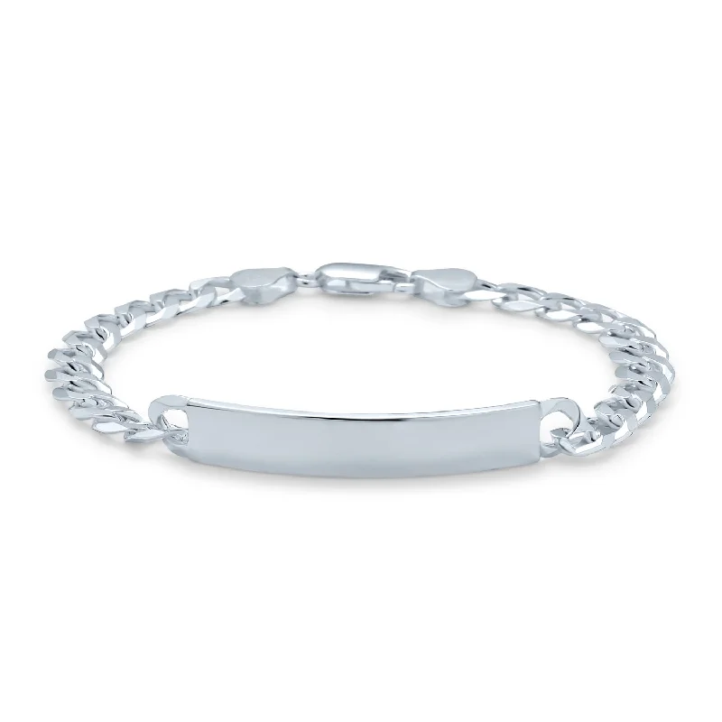 Ladies bracelets raised detail styles-200 Gauge Sterling Silver Men's ID Bracelet Miami Cuban Curb Link Made in Italy 8-9 Inch