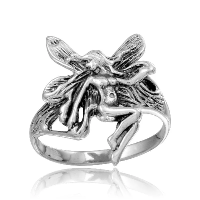 Ladies rings elegant timeless looks-High Polished 925 Sterling Silver Fairy Ring - CR00751