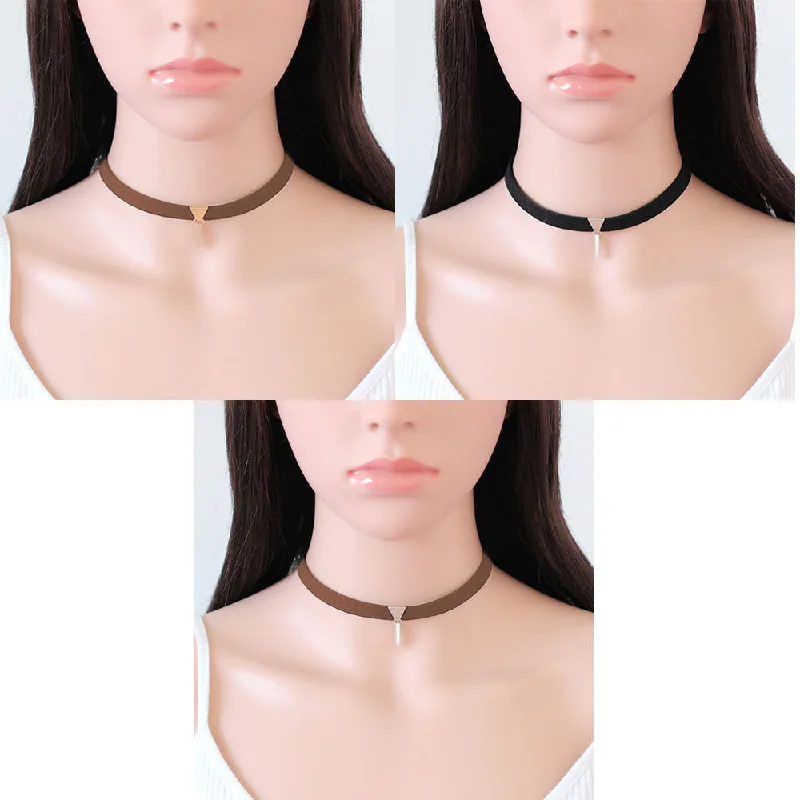 Ladies necklaces nature-inspired patterns-Sexy Sparkles Set of 3 Velvet Choker Necklace for Women Girls Gothic Choker Bolo Tie Chokers