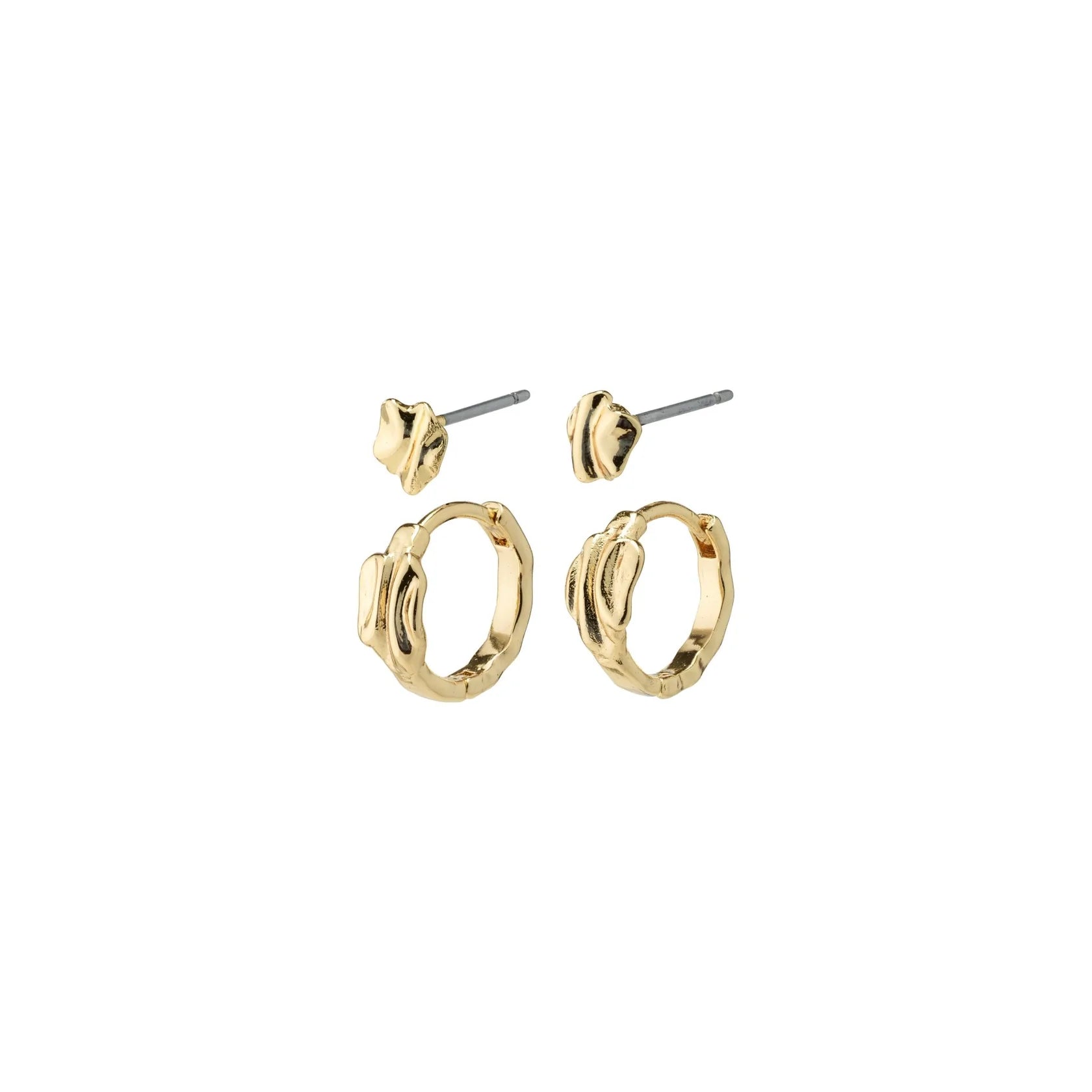 Ladies earrings modern sleek appeal-Peace Gold Plated Earring Set