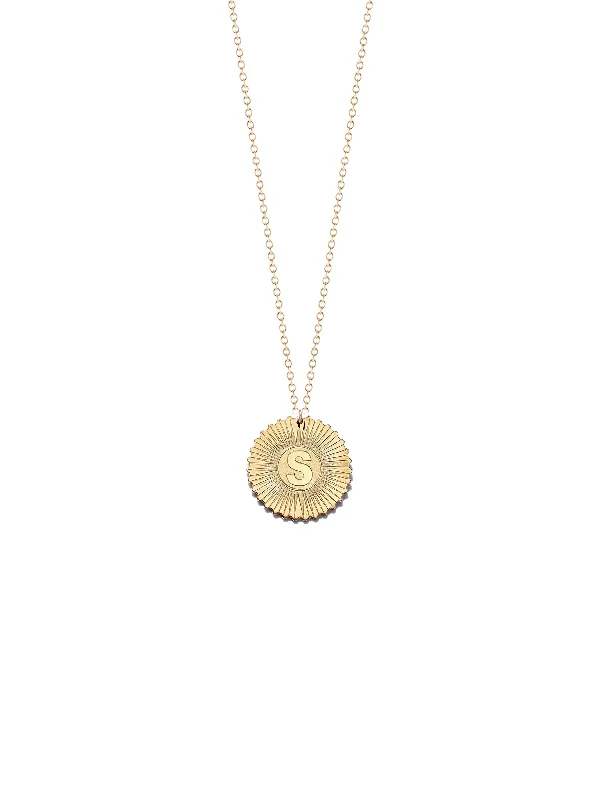 Ladies necklaces wide pendant designs-Initial Medallion Necklace