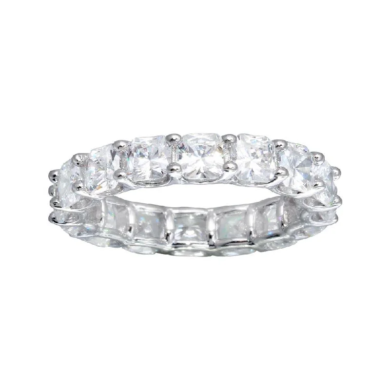 Ladies rings upcycled ring designs-Rhodium Plated 925 Sterling Silver CZ Eternity Band Ring - GMR00270