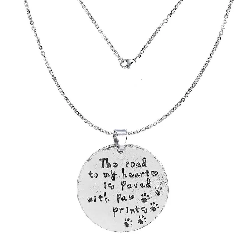 Ladies necklaces autumn tone styles-inch The road to my heart is paved with paw printesinch Memorial Necklace & Pendant for Your Lost ones Memorial Sympathy Gift