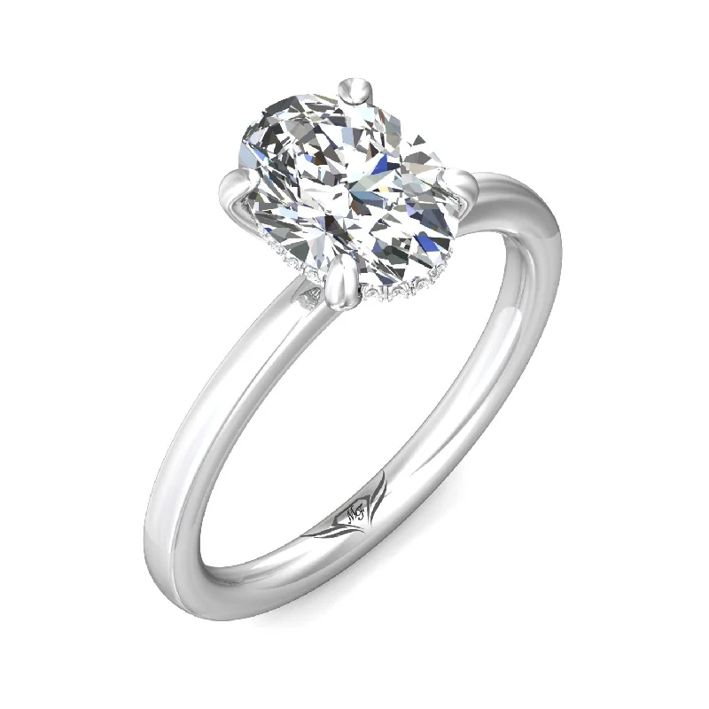 Ladies engagement rings anniversary solitaires-Sleek-Edge Hidden Halo Solitaire Engagement Ring