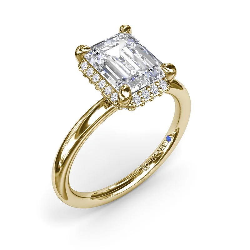 Ladies engagement rings anniversary upgrades-Emerald Cut Halo Diamond Engagement Ring