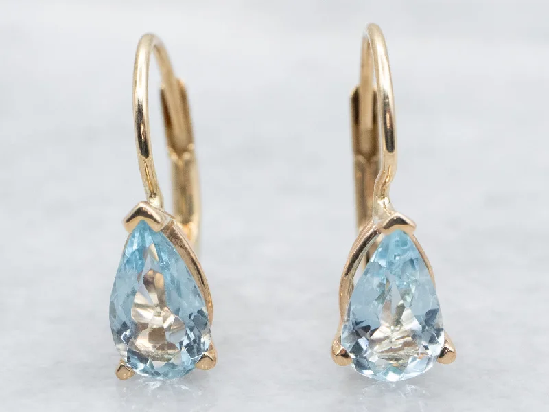 Ladies earrings family heirloom styles-Aquamarine Drop Earrings