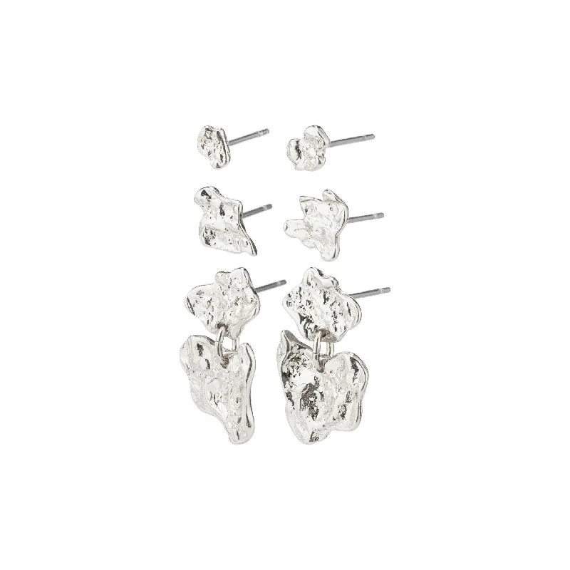 Ladies earrings aged patina earrings-Horizon Silver Plated Earring Set