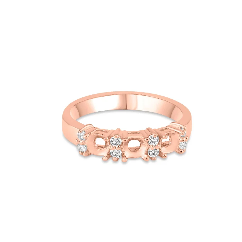 Ladies rings topaz vibrant designs-Rose Gold Plated 925 Sterling Silver 3 Mounting Stone Ring with CZ - BGR01210RGP