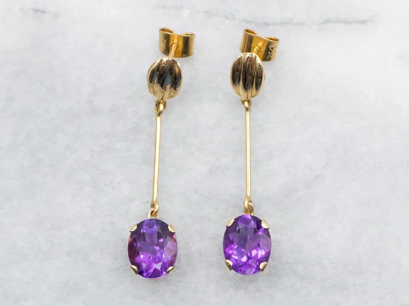 Ladies earrings sharp edge styles-Amethyst Drop Earrings