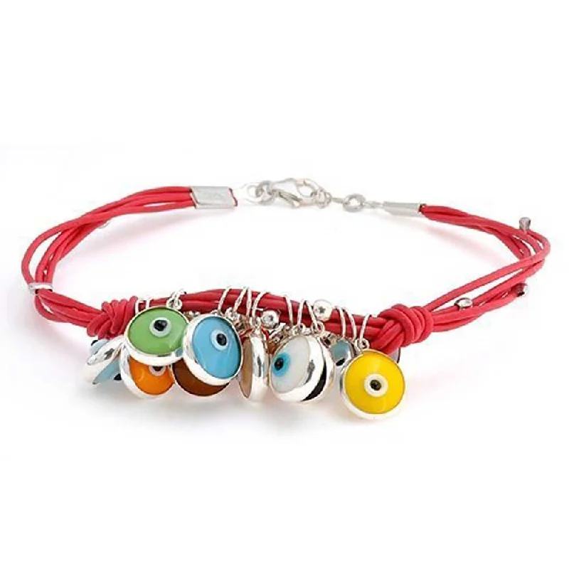 Ladies bracelets matte finish options-Protection Good Luck Amulet Strand Bracelet with Multicolor Evil Eye Beads 7-7.5 Inch