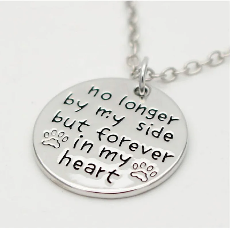 Ladies necklaces layered necklace sets-Sexy Sparkles inch no longer by my side but forever in my heartinch necklace Pet Lover Dog Paw Pendant Necklace