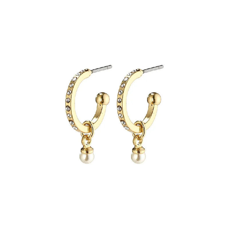 Ladies earrings single drop earrings-Lacey Gold Plated Crystal Earrings