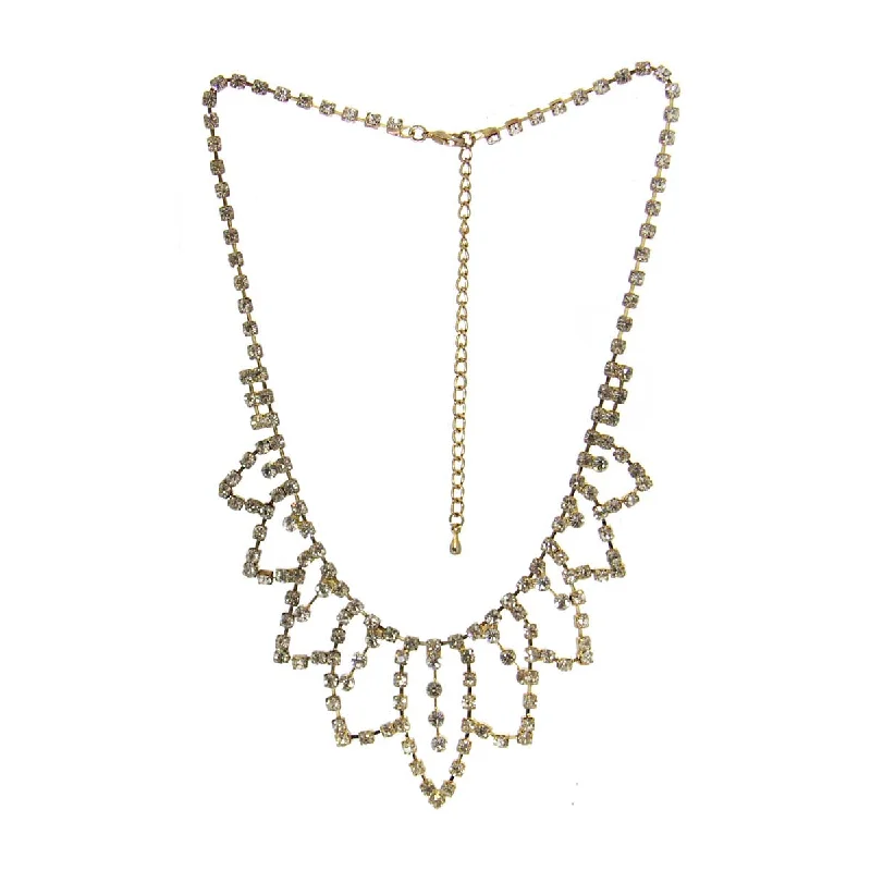 Ladies necklaces eye-catching necklaces-Rhinestone Necklace Gold