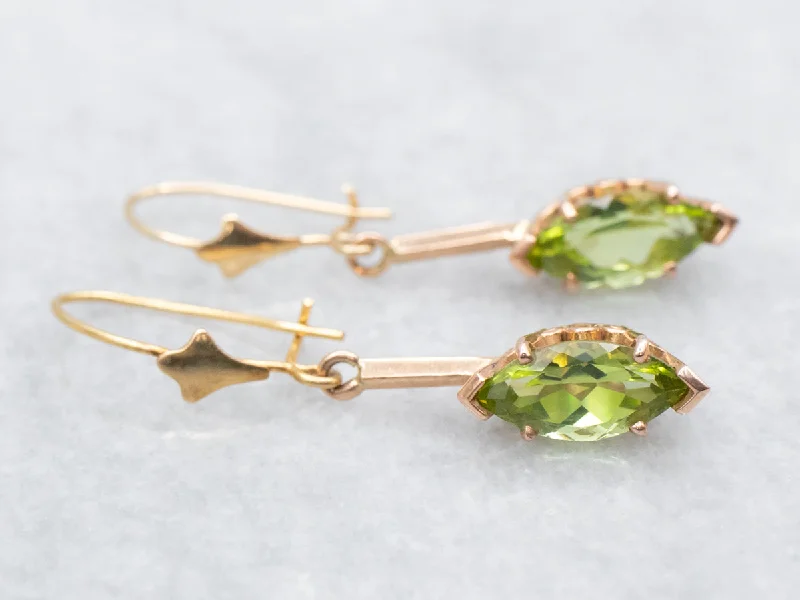 Ladies earrings standout unique styles-Marquise-Cut Peridot Drop Earrings