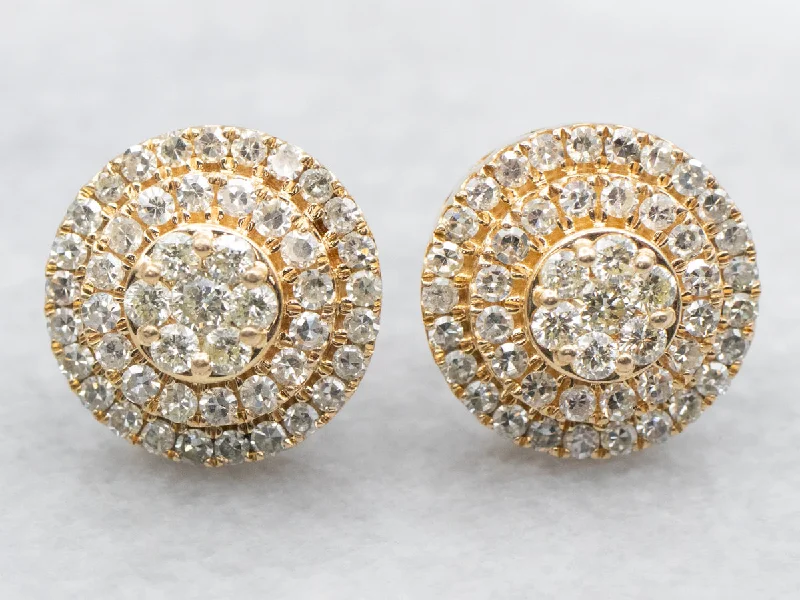 Ladies earrings affordable price range-Double Halo Diamond Stud Earrings