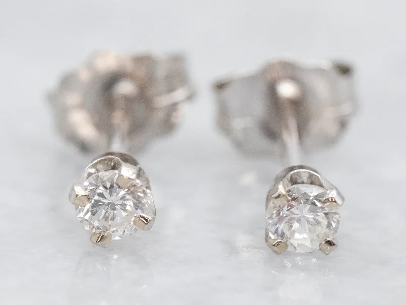 Ladies earrings age-appropriate designs-Small White Gold Diamond Stud Earrings