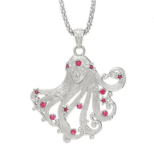 Ladies necklaces anniversary necklace designs-Beautiful Girl W/ Fuchsia  Crystals Necklace