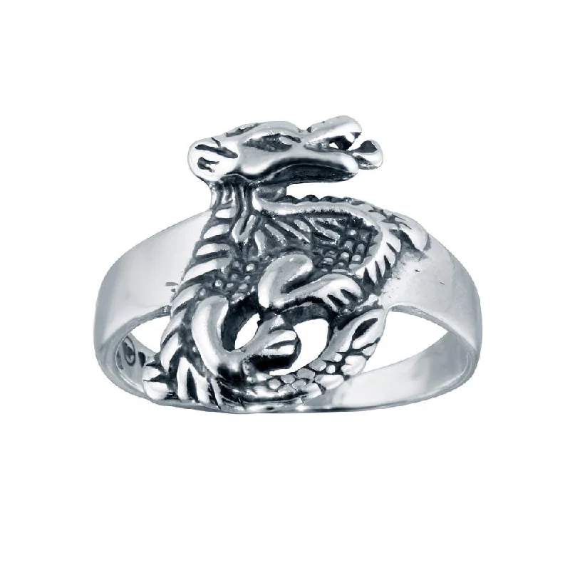 Ladies rings eye-catching rings-High Polished 925 Sterling Silver Dragon Design Ring - CR00813