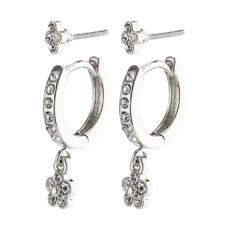 Ladies earrings eternity design picks-Sylvia Silver Plated Crystal Earring Set