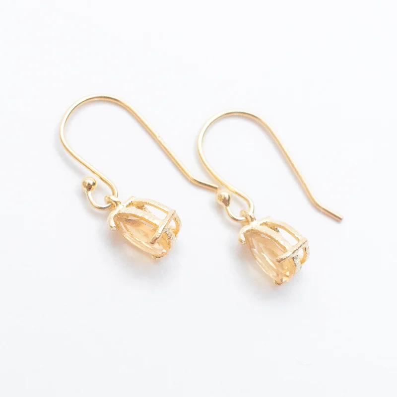 Ladies earrings raw diamond styles-Gold Vermeil Citrine Teardrop Earrings