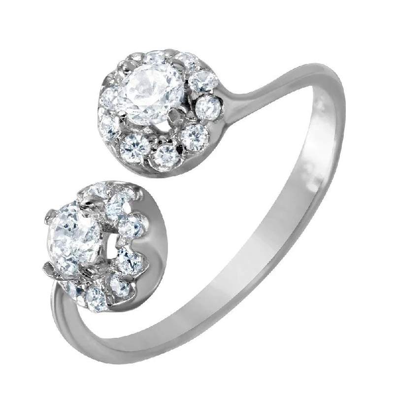 Ladies rings mature sophisticated styles-Silver 925 Rhodium Plated CZ Open Ring - BGR00962