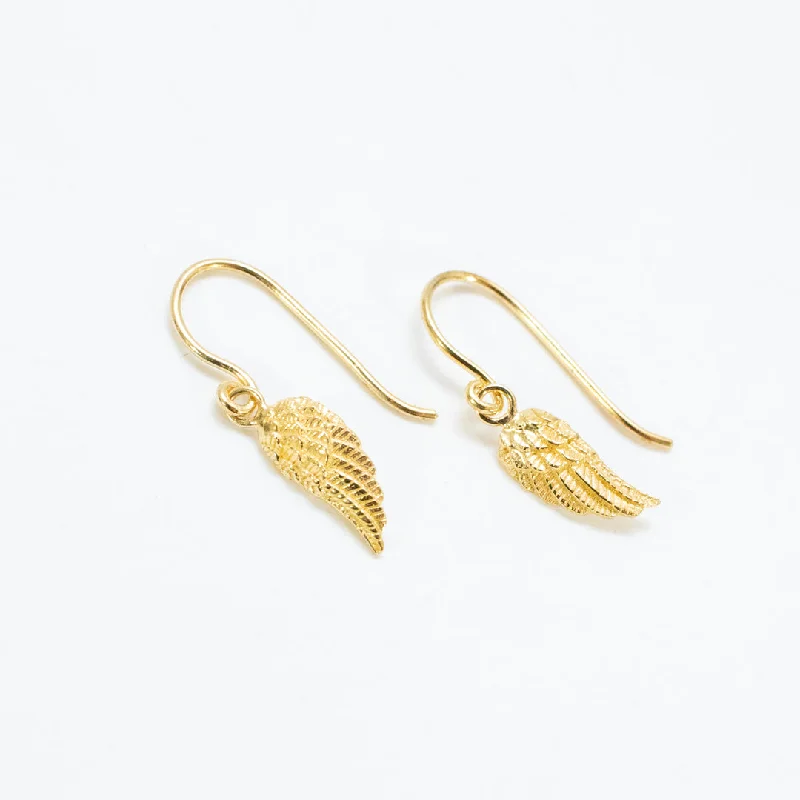 Ladies earrings summer vibe earrings-Gold Vermeil Tiny Drop Wing Earrings